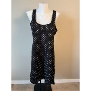 Old Navy Black Polka Dot Sleeveless Fit and Flare Knit Mini Dress Womens Large